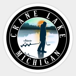 Crane Lake Ice Fishing Michigan Sunset Sticker